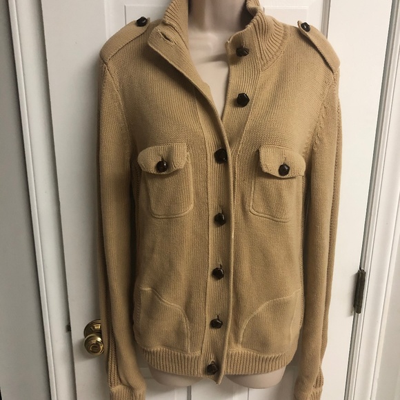 Lauren Ralph Lauren Sweaters - Lauren Ralph Lauren Tan Military Style Cardigan